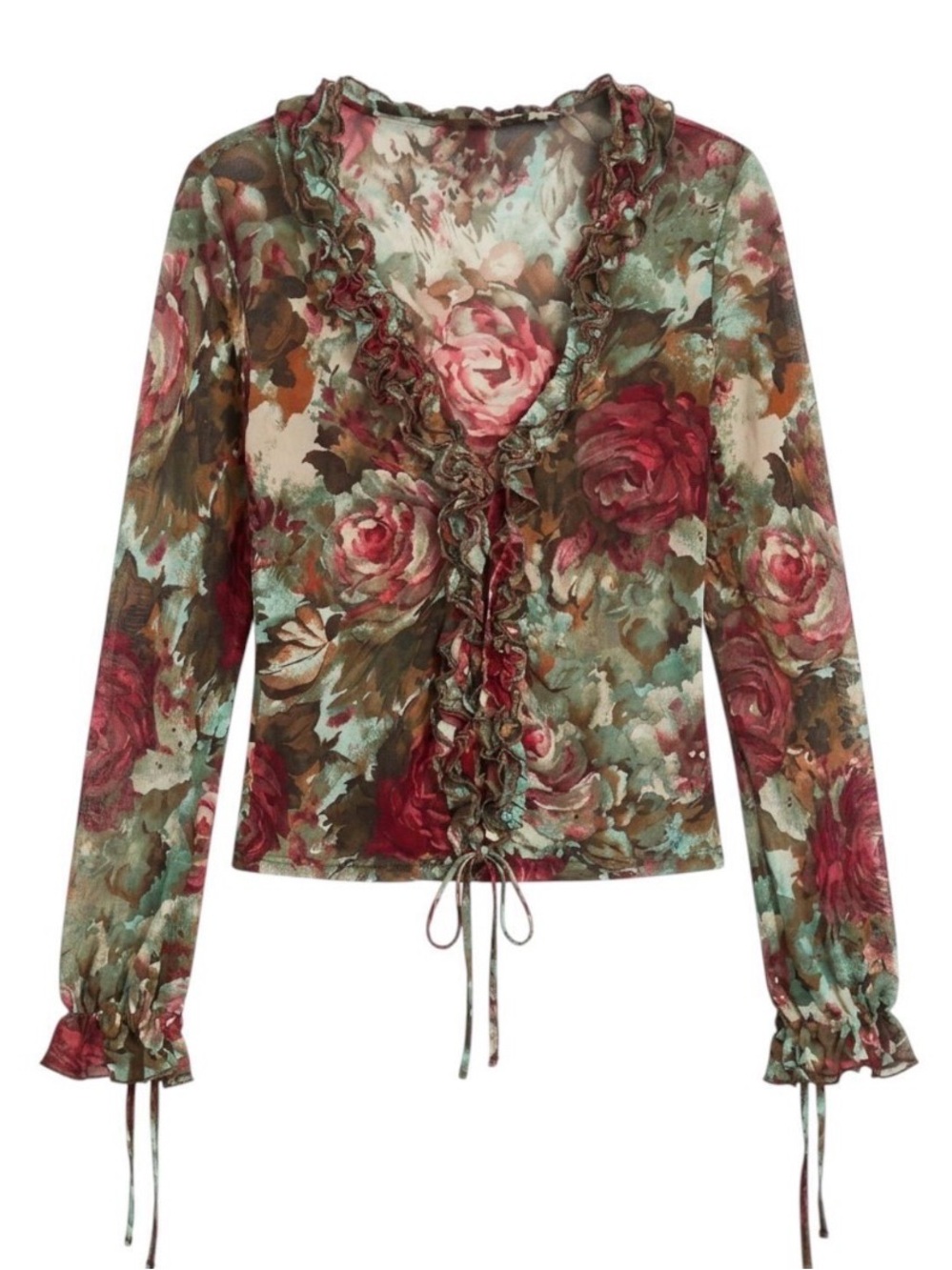 Y2K Floral Ruffle Top